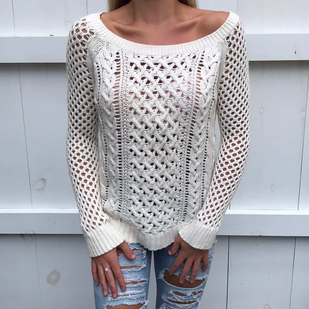 White knit sweater